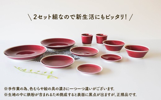 【波佐見焼】シャイニーカラー ワイン色（トルマリン）10点セット 皿 ボウル カップ 【陶芸ゆたか】 [VA56]