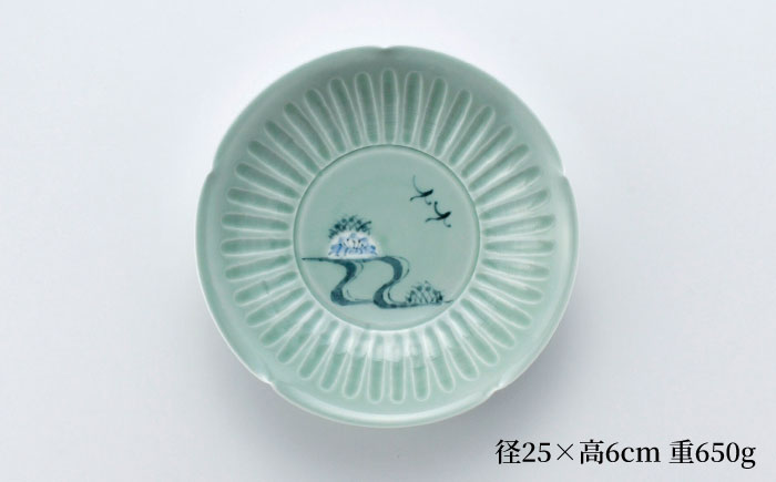 【波佐見焼】ながさき青磁 菊水青磁掛分 盛鉢 1点【くらわんか】 [AA54]