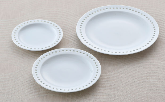 【波佐見焼】水晶ロイヤルスクエア リム プレート 3枚セット【丹心窯】 [AB36]