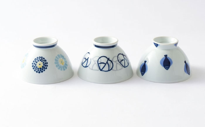 【波佐見焼】丸紋菊・二色葉・フィッシュ 茶碗 3柄セット 食器 皿【Cheer house】 [AC246]