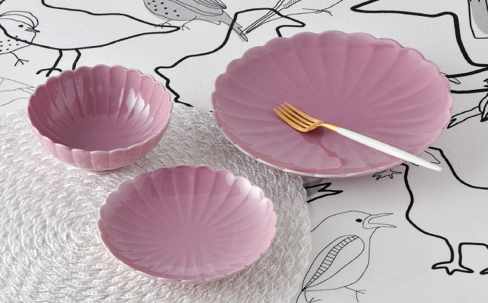 【波佐見焼】RINKA プレート ボウル 3点セット ピンク【長十郎窯】 [AE30]