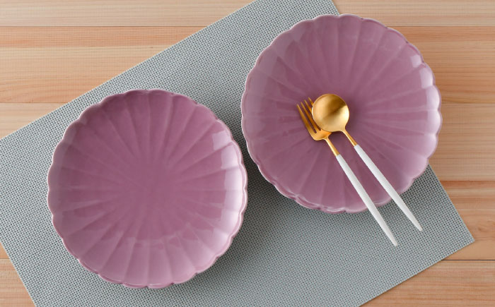 【波佐見焼】RINKA 21.5cm プレート 2枚セット ピンク【長十郎窯】 [AE33]