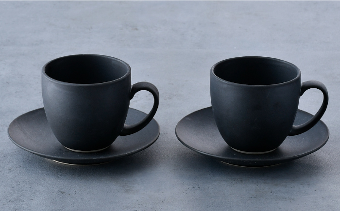 【波佐見焼】ブロンズ ブラック カップ ソーサー ペアセット【長十郎窯】 [AE42]