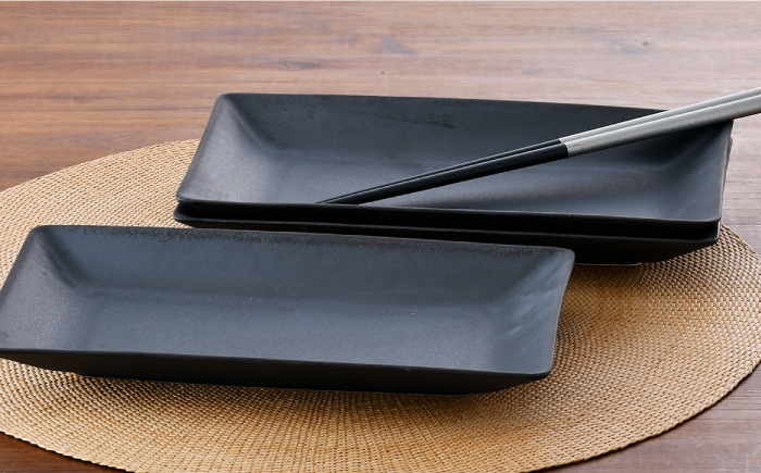 【波佐見焼】ブロンズ ブラック 長角皿 プレート 3枚セット【長十郎窯】 [AE43]