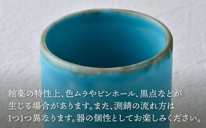 【波佐見焼】ターコイズブルー ストレートマグカップ ペア 食器【長十郎窯】 [AE81]