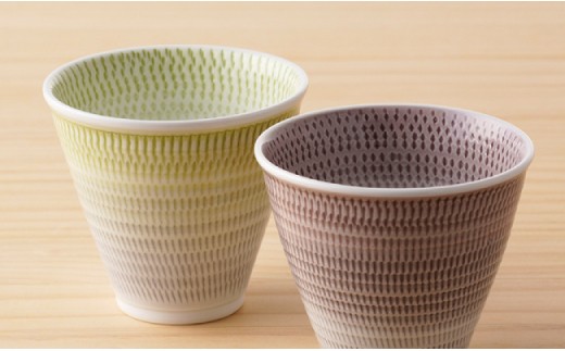 【波佐見焼】 色染流し 湯呑 2点セット 緑・ネズミ色  食器 皿 【一真陶苑】 [BB22]