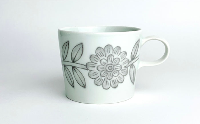 【波佐見焼】デイジー （青・グレー） コーヒーカップ＆ソーサー  ペアセット【西山】【NISHIYAMAJAPAN】 [CB115]