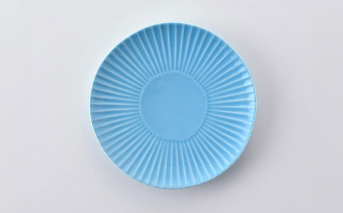 【波佐見焼】しのぎ新色 中皿 Helloblue 3枚セット ブルー【一龍陶苑】 [CC86]