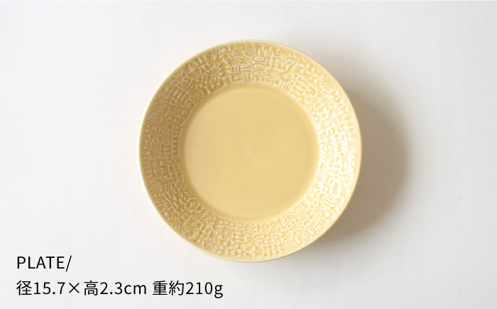 【波佐見焼】PATTERNED シリーズ yellow 4点セット【BIRDS’ WORDS】 [CF017]