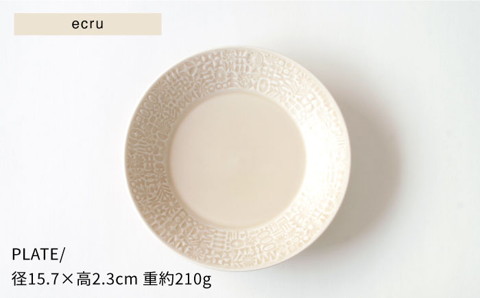 【波佐見焼】PATTERNED PLATE,MUG  セット ecru 【BIRDS' WORDS】 [CF036]