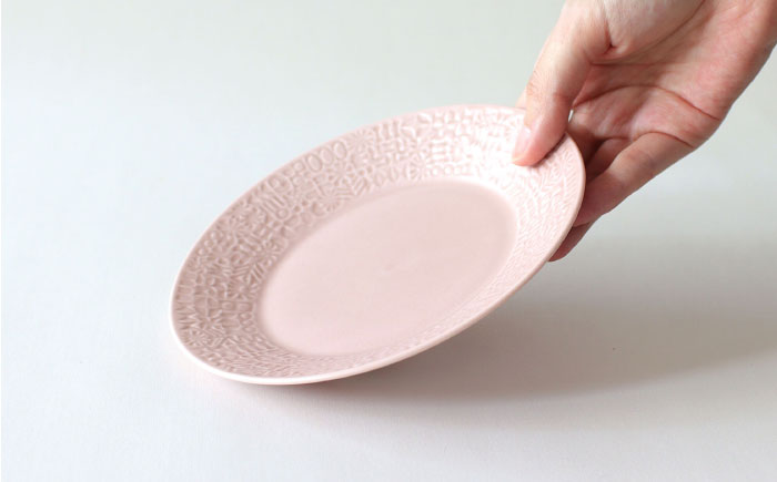 【波佐見焼】PATTERNED PLATE ペア 2色セット squall gray ＋ antique rose 【BIRDS’ WORDS】 [CF065]