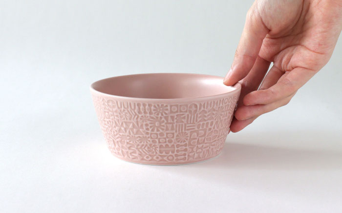 【波佐見焼】PATTERNED BOWL ペア 2点セット morning mist + antique rose 【BIRDS’ WORDS】 [CF074]