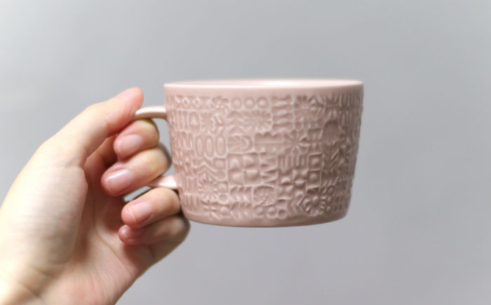 【波佐見焼】PATTERNED MUG ペア2色セット  greige＋antique rose 【BIRDS’ WORDS】 [CF078]