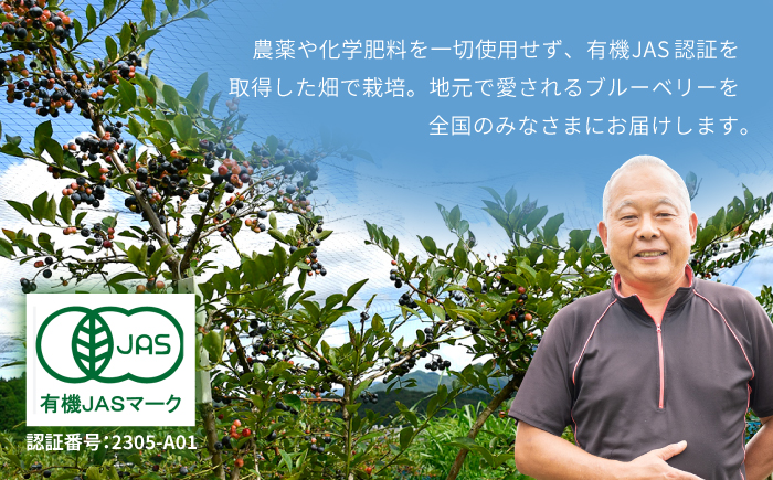 【有機JAS認証】有機ブルーベリー 冷凍 1kg(500g×2袋) 国産 【百笑会】 [DA31]