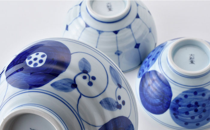 【波佐見焼】染付丸丼 どんぶり 5個セット【大新窯】 [DC103]