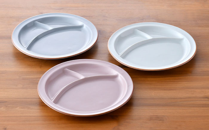 【波佐見焼】マットカラー ランチプレート 3枚セット （ピンク・ホワイト・グレー）【大新窯】 [DC108]