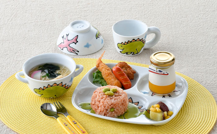 【波佐見焼】子ども食器 4点セット「ステゴサウルス」食器 皿【大新窯】 [DC132]