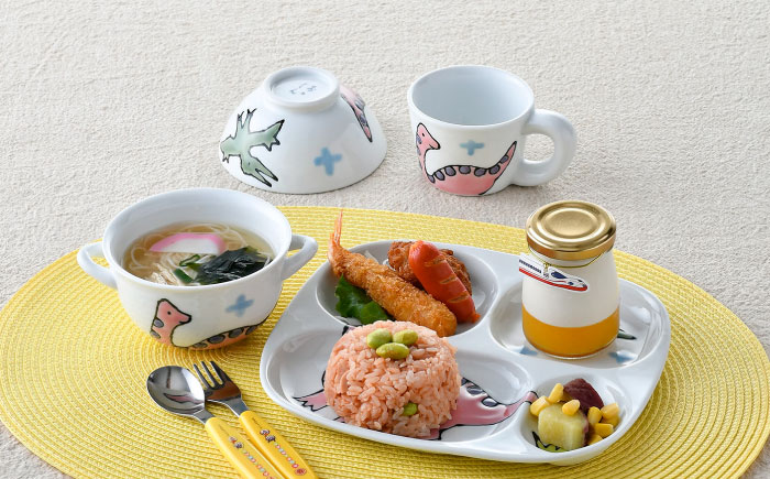 【波佐見焼】子ども食器 4点セット「ブラキオサウルス」食器 皿【大新窯】 [DC133]