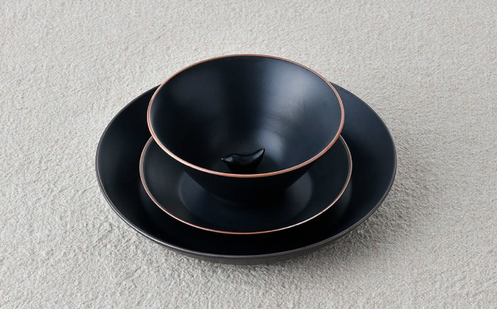 【波佐見焼】マットカラー茶碗セット（ブラック）食器 皿【大新窯】 [DC134]