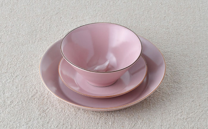 【波佐見焼】マットカラー茶碗セット（ピンク）食器 皿【大新窯】 [DC137]
