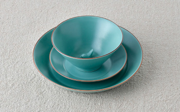 【波佐見焼】マットカラー茶碗セット（青磁）食器 皿【大新窯】 [DC138]