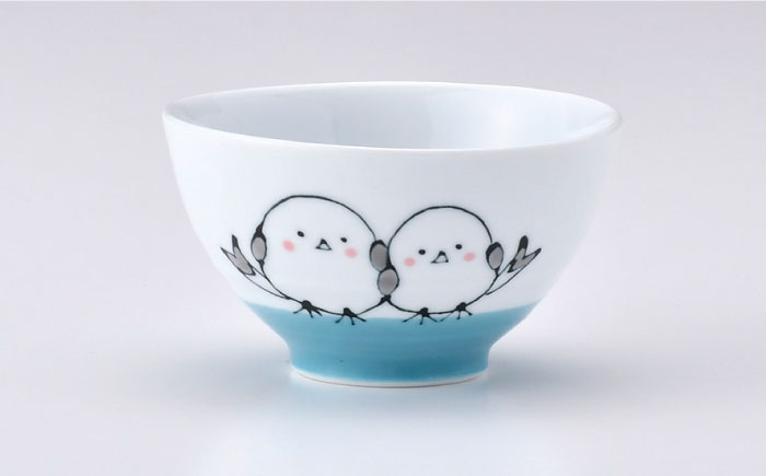 【波佐見焼】シマエナガ 茶碗 ペアセット ブルー・ピンク【大新窯】 [DC189]