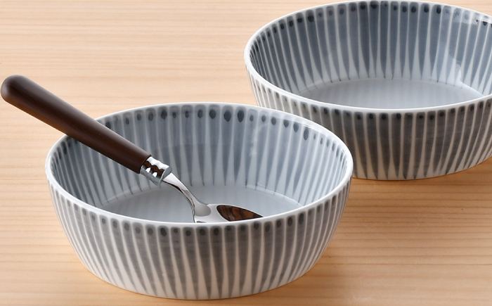 【波佐見焼】十草 ボウル 小 2点セット（うす墨）【大新窯】 [DC91]