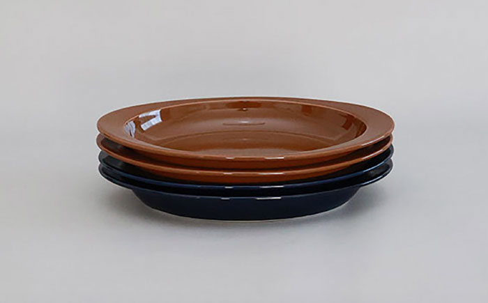 【波佐見焼 マルヒロ】HASAMI SEASON 01 オーバルプレートセット（4点）ブラウン×ネイビー [EB150]