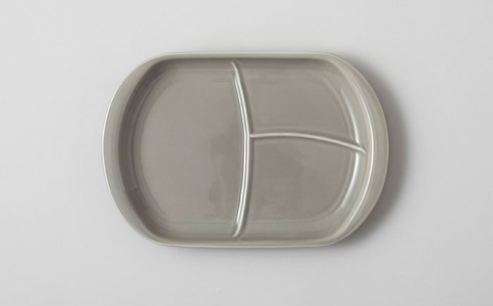 【波佐見焼 マルヒロ】BARBAR もぐもぐごっくん 仕切り皿 ペアセット（2点）グレイ＆ピンク [EB196]