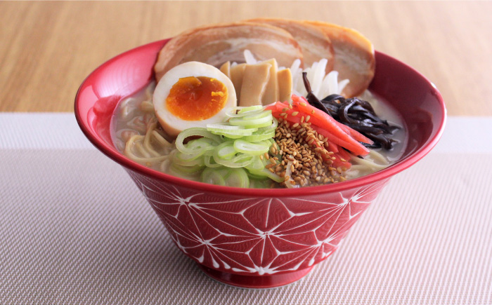 【波佐見焼】ホワイトライン麻 どんぶり 赤【翔芳窯】 [FE02]