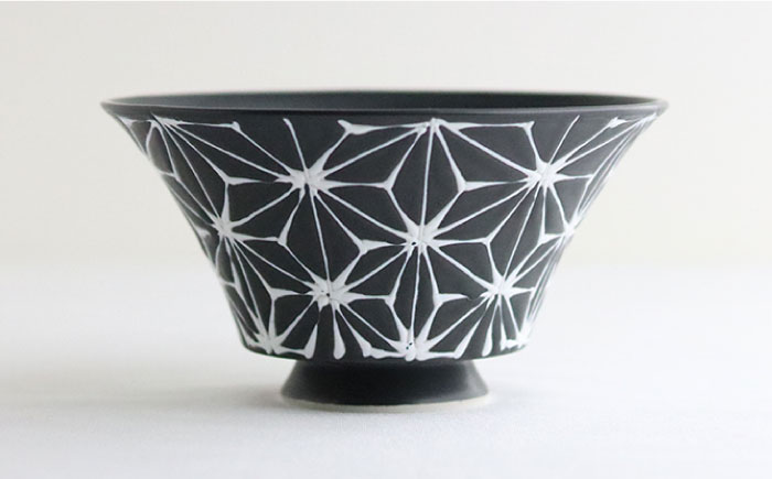 【波佐見焼】ホワイトライン麻 ミニ丼 どんぶり マットブラック【翔芳窯】 [FE163]