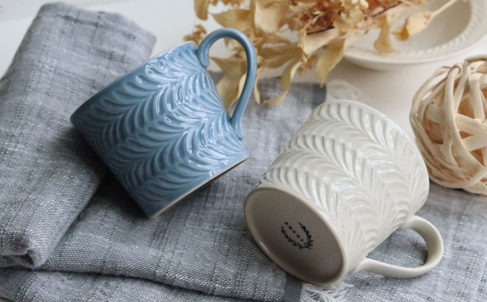 【波佐見焼】ローズマリー マグカップ ブルーグレー・アイボリー ペアセット【翔芳窯】 [FE192]