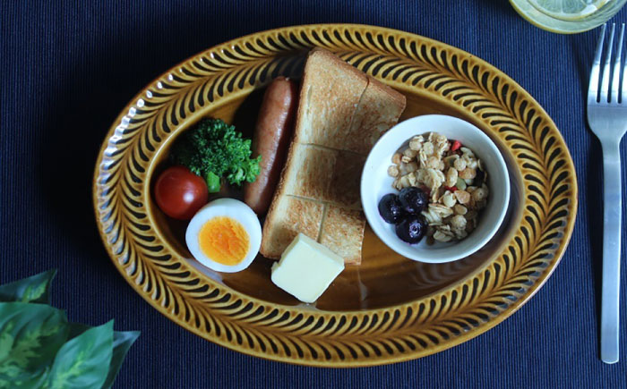 【波佐見焼】ローズマリー リムオーバル プレート アメ【翔芳窯】 [FE205]