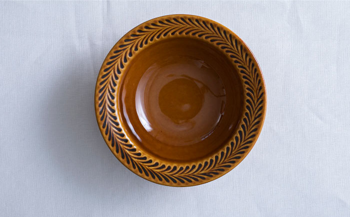 【波佐見焼】ローズマリー リムボウルM 2枚セット アメ・アイボリー 食器 皿【翔芳窯】 [FE263]