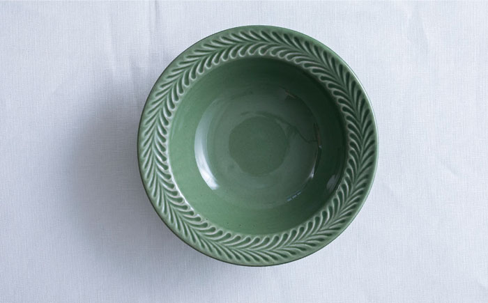 【波佐見焼】ローズマリー リムボウルM 2枚セット オリベ・アイボリー 食器 皿【翔芳窯】 [FE266]