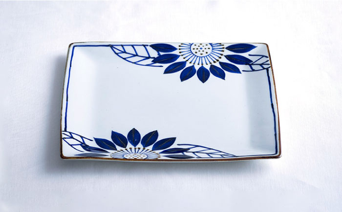 【波佐見焼】スクエアプレートL ブルーメ 食器 皿【翔芳窯】 [FE274]