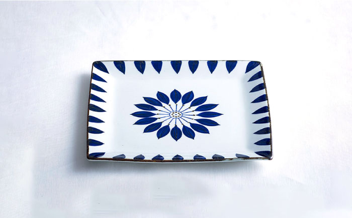 【波佐見焼】スクエアプレートL ブルーフラワー 食器 皿【翔芳窯】 [FE277]