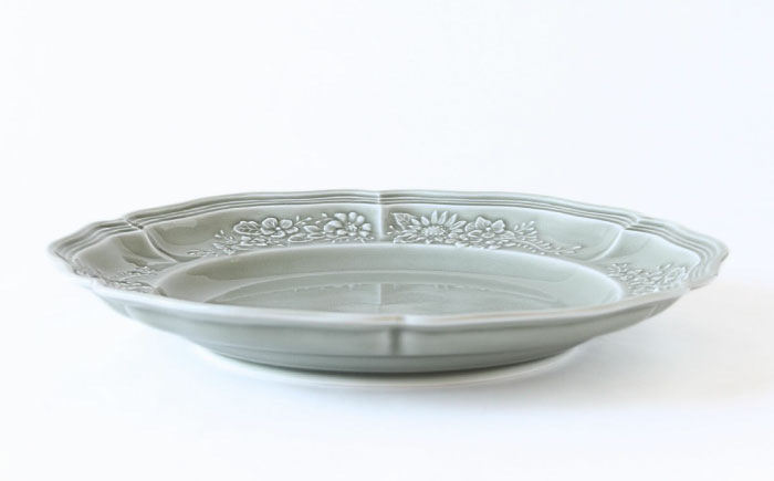 【波佐見焼】ombre de fleur ブーケプレート ロイヤルグレー 2枚セット 食器 皿【翔芳窯】 [FE347]