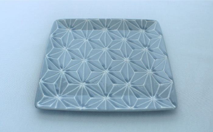 【波佐見焼】ホワイトライン麻 スクエア プレート M グレー【翔芳窯】 [FE39]