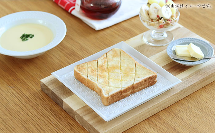 【波佐見焼】麻彫り　レリーフ　角皿　大 白　2枚セット　食器 皿【翔芳窯】 [FE417]