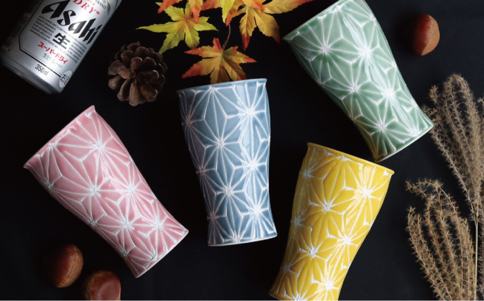 【波佐見焼】ホワイトライン麻 ビアカップ ブルーグレー【翔芳窯】 [FE54]