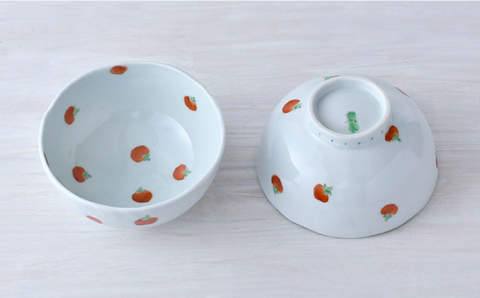 【波佐見焼】ミニトマト ミニ丼 どんぶり ペアセット【藍水】 [GB31]