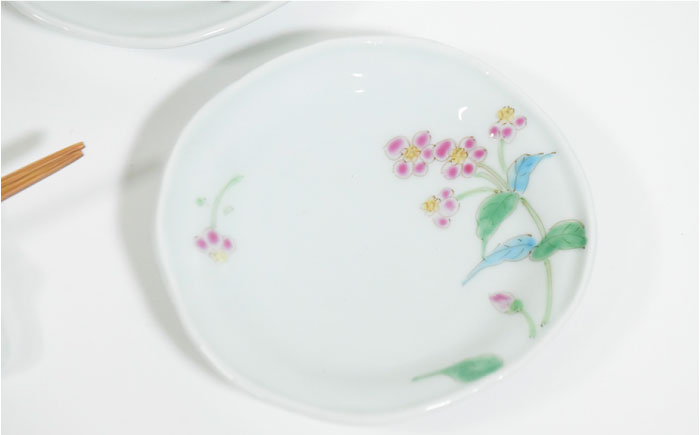 【波佐見焼】小花紋 小皿 ペアセット【藍水】 [GB38]