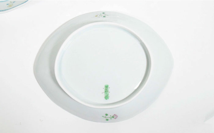 【波佐見焼】花暦 ヤシの実型皿 プレート お皿 ペアセット【藍水】 [GB41]