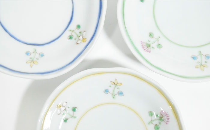 【波佐見焼】花暦 小皿 3枚セット【藍水】 [GB42]