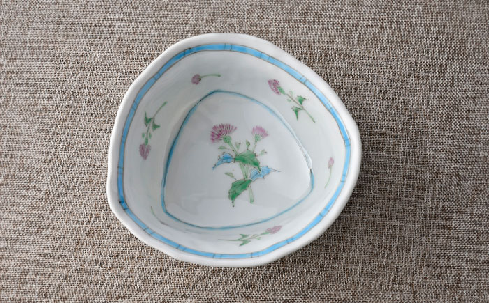 【波佐見焼】小花紋 三角深鉢 3点セット【藍水】 [GB49]