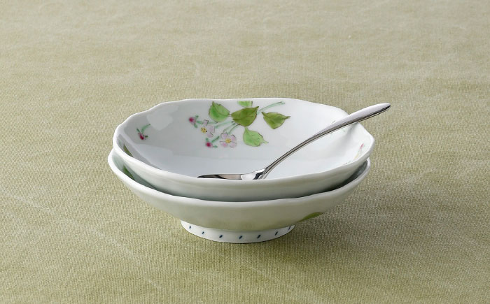 【波佐見焼】秋海棠 花柄 深鉢 2点セット【藍水】 [GB50]