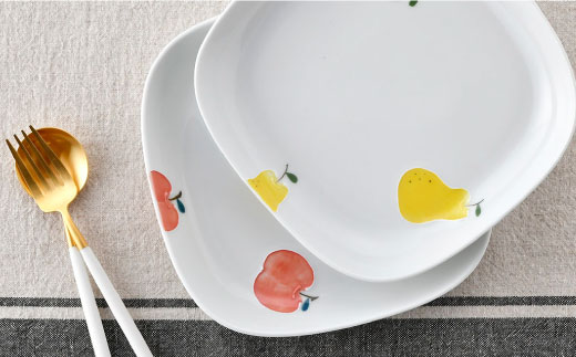 【波佐見焼】ラフランス・りんご 正角 プレート セット【松幸陶芸】 [HB27]