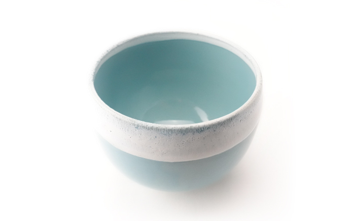 【波佐見焼】Folk Design ラウンドボウル 青釉白唐津流し 1点【玉有】 [IE47]