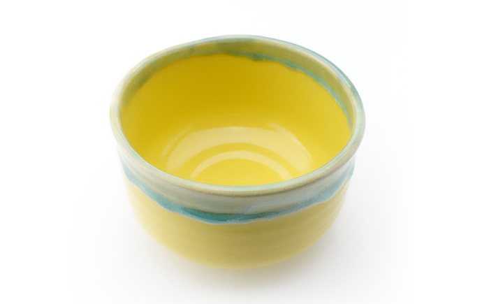 【波佐見焼】Folk Design 野点抹茶碗 黄地緑釉流し 1点【玉有】 [IE49]